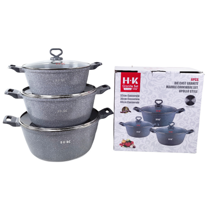 Nuevo mango de bacaea supergrande 6PCS conjunto de paneles antiadherentes conjunto de paneles de arroz de arroz de trigo 32 / 36 / 40POT