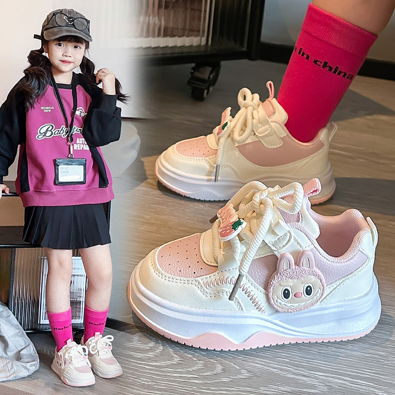 Ademende school schoenen voor kinderen – Lichtgewicht instapsneakers voor meisjes met klittenbandsluiting (roze/paars)_voghion.com