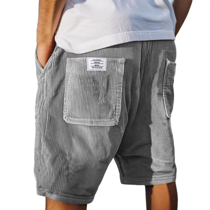2026 New European and American Cross-Border Foreign Trade Men's Fashion American-Style Multi-Pocket Embroidered Vintage Corduroy Shorts 2026 New European and American Cross-Border Foreign Trade Men's Fashion American-Style Multi-Pocket Embroidered Vintage Corduroy Shorts