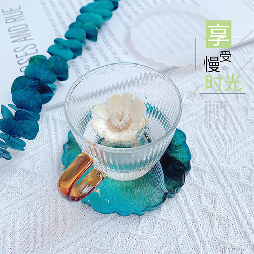 DIY large round fruit plate glue coaster silicone mold special-shaped tray coaster handle silicone mold