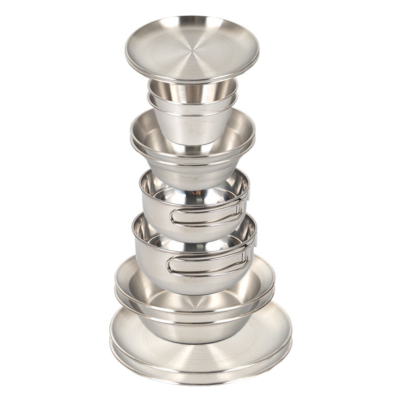 Vajilla al aire libre 12-piece portátil camping vajilla traje auto-conducción de viaje barbacoa camping hogar cena plato pequeño tazón