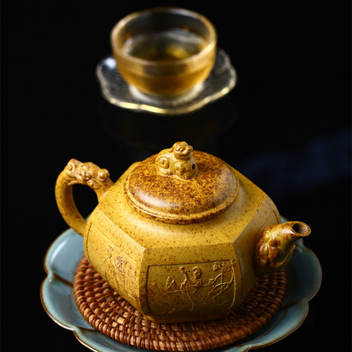 Hexagonal pot manufacturer wholesale high temperature section mud handmade pot Yixing original mineral purple sand pot tea set household large teapot gift