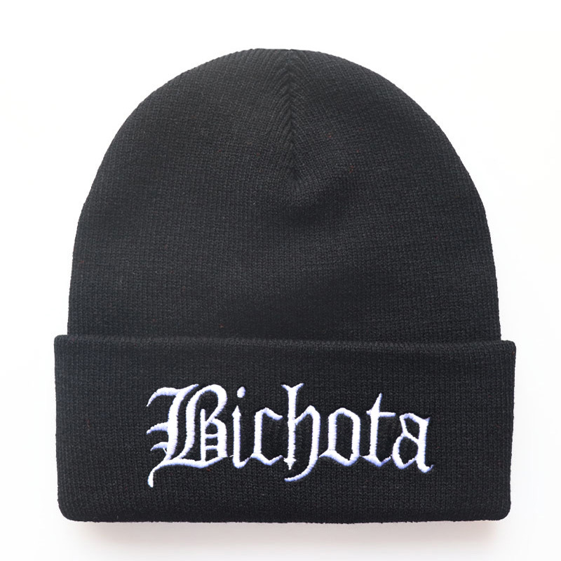 Chapeau tricoté avec lettres et étoiles BICHOTA brodées pour hommes et femmes, tendance automne et hiver 2023, pull chaud_voghion.com
