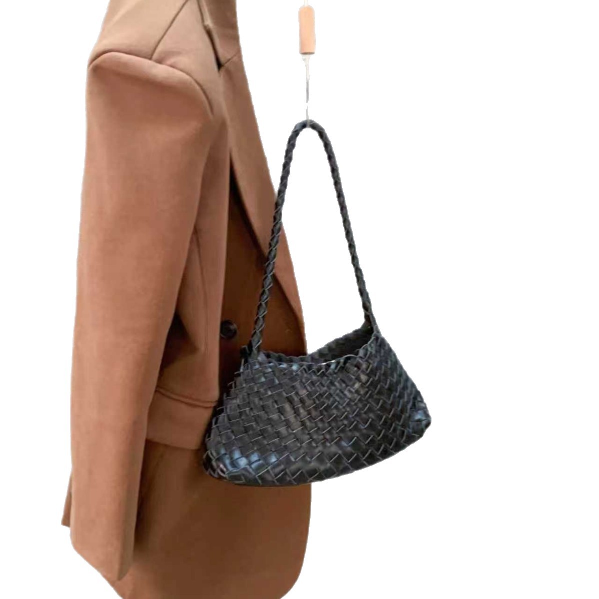 Dragon Diffusion Women's Woven Leather Bag Retro Shoulder Handbag Underarm Bag Baguette Bag - Thumbnail 5