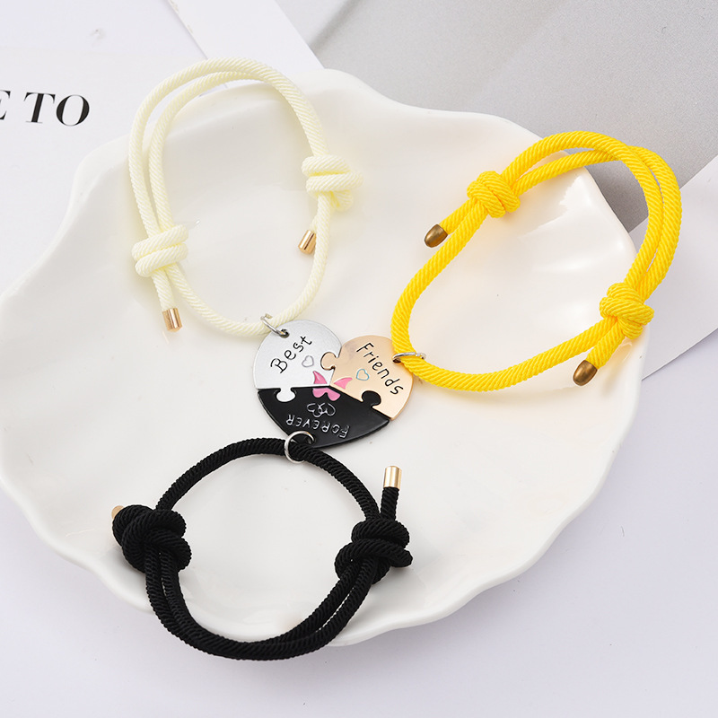 Cross-border New Star Moon Sun Three-person Splicing Bracelet Alloy Oil Dropping Good Friend Friendship Bracelet