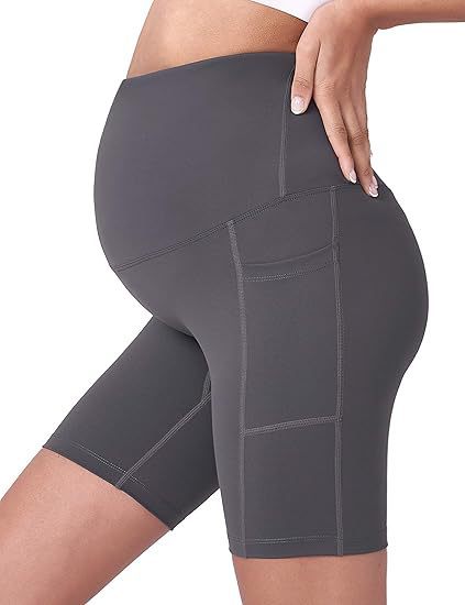ヨーロッパとアメリカの越境販売向け、妊婦用ショートパンツ、ハイウエスト、スポーツ、腹部サポート、ヒップアップ、レギンス、ヨガパンツ、ポケット付き 5inchと8inch|undefined