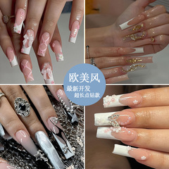 Cross-border fake nails wearable nails long T-point drill jelly glue manicure nails wholesale press on nails