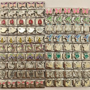 304 stainless steel DIY charm bracelet Swan butterfly bee module charms stainless steel elastic