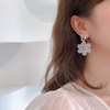 Silver needle, earrings, South Korean fresh universal goods, silver 925 sample, flowered, 2023 collection, internet celebrity