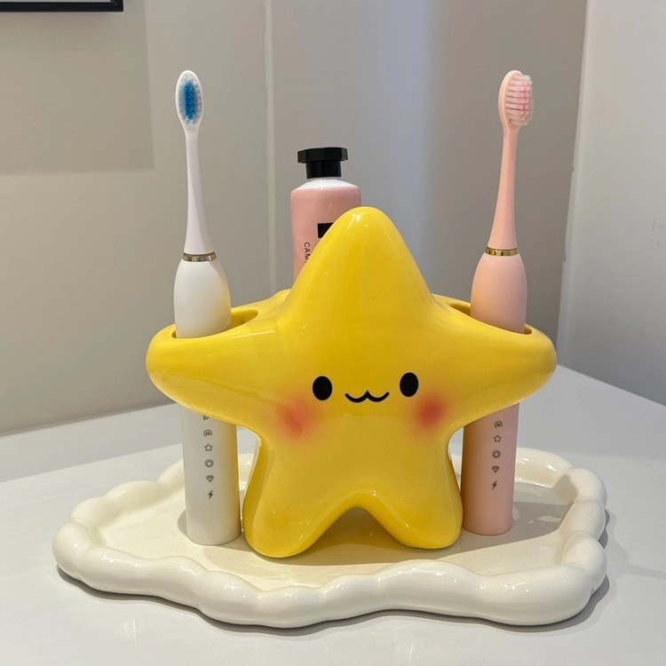 漫画スター電動歯ブラシ収納ラック浴室シンク歯ブラシセラミックベース歯ブラシ歯磨き粉収納ラック|undefined