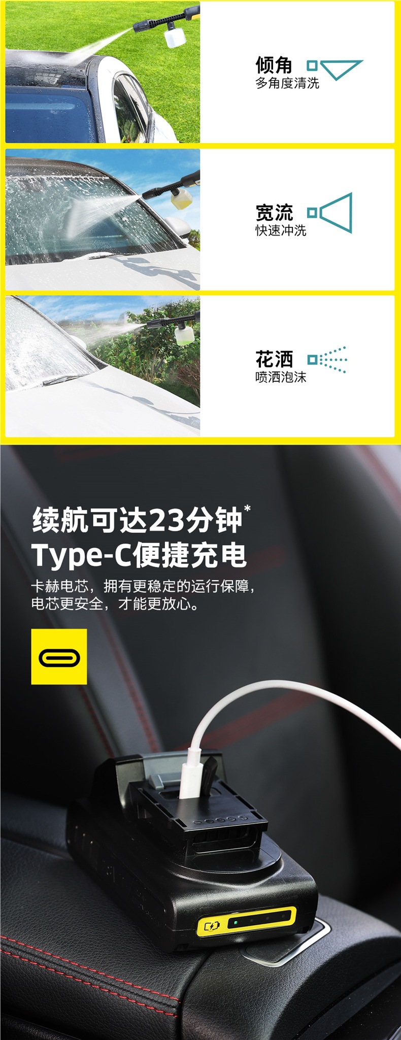 German Kach Wireless Car Washing Machine Household Lithium Battery High-Pressure Water Grab Handheld Convenient Charging Car Washing Water Pump Khb2