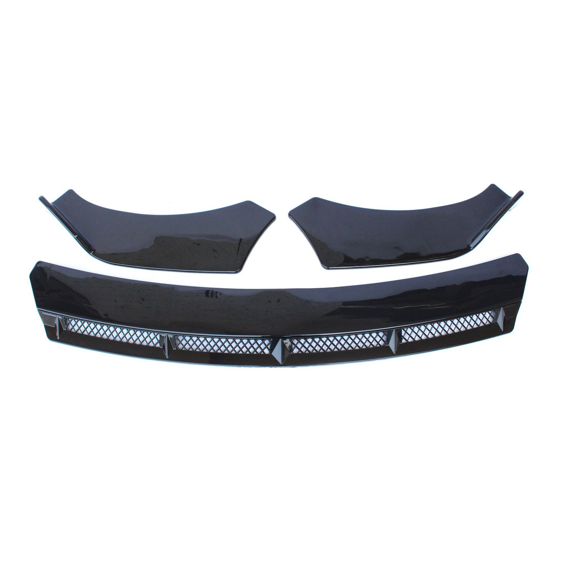 Universal Car Front Bumper with Mesh, Front Lip, Large and Small Surround Modification Parts, Double-Layer Four-Section Anti-Collision Kit