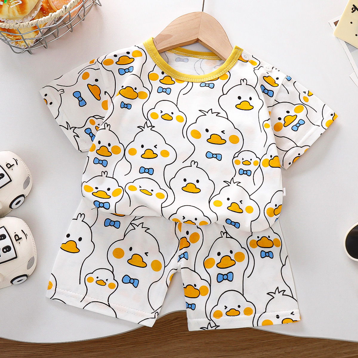 Set de mangas cortas para niños algodón verano nuevo estilo coreano pantalones cortos para niños delgados ropa de verano para niñas