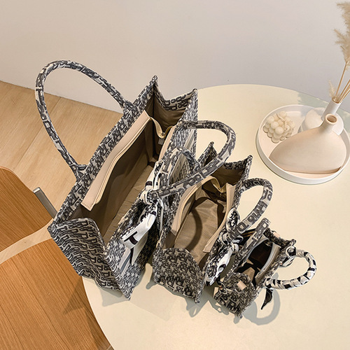 Bibibop 2024 New Fashion Bestselling D-House Contrast Shopping Bag Tote Bag Shoulder Bag Trendy Women's Handbag