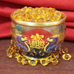 Colorful paint artist uses a full genuine brass rice storage pot in the living room, known as wealth copper, with a pure copper hundred fortune auspicious design, attracting wealth and prosperity, copper treasure pot.