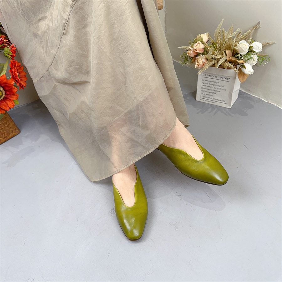 Leather summer retro fashionable shoes low-cut