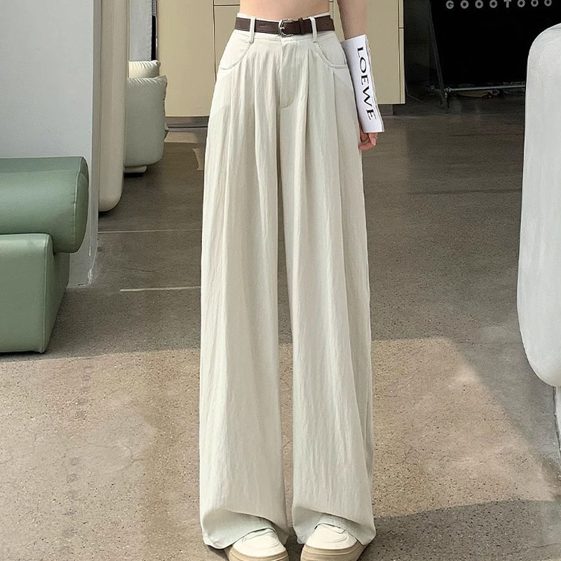Pantalones de piernas anchas de mujer primavera y otoño verano 2025 nuevos pantalones casuales de cintura alta y flauta relajada