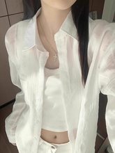 薄款白色防晒衬衫女2025夏季新款亚麻气质棉麻衬衣外套中长款上衣