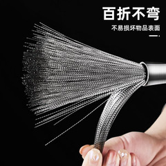 304 stainless steel pot brush kitchen wire brush long handle hanging type cleaning oil stain brush pot scrubbing magic tool