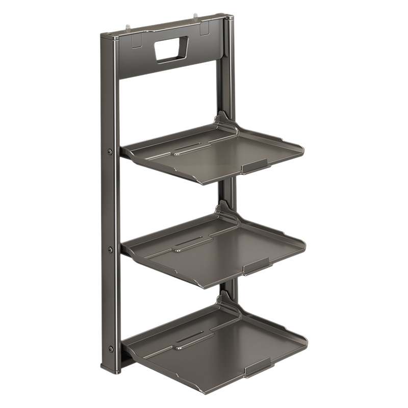 Suction Cup Food Preparation Rack, Kitchen Storage Rack, Multi-Layer Food Preparation Tray, Multi-Functional Wall-Mounted Household Foldable Storage Rack for Placing Dishes 5