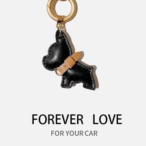 フレンチブルドッグ犬車のキーホルダーペンダント絶妙でクリエイティブな男性と女性のかわいい子犬カップルバッグペンダントリング個性|undefined