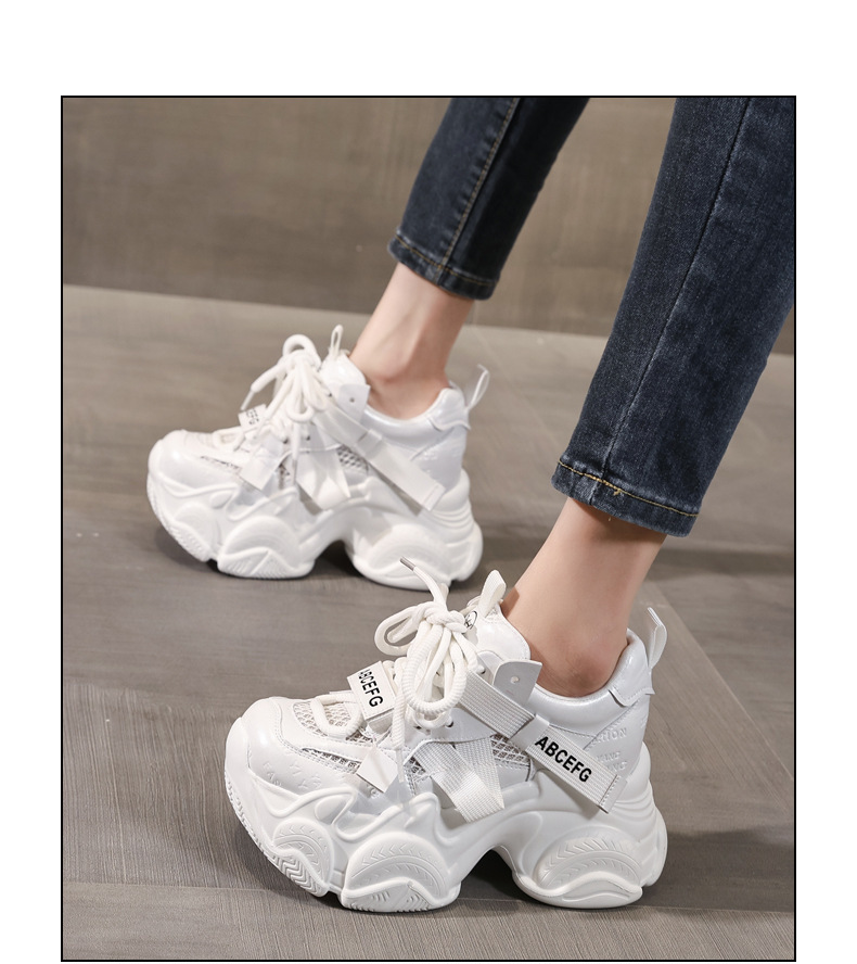 Giày sneaker nữ đế dày tăng chiều cao 10cm phong cách thể thao — màu trắng chi tiết 15