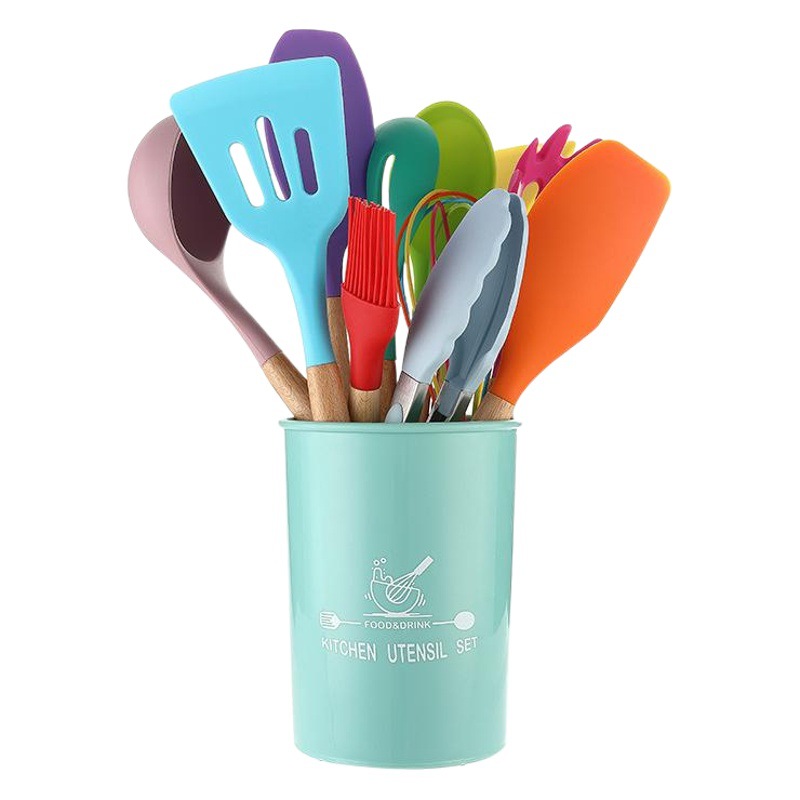 Juego de utensilios de cocina de silicona resistente al calor de 12 piezas de Amazon kitchen para cocinar en sartén antiadherente