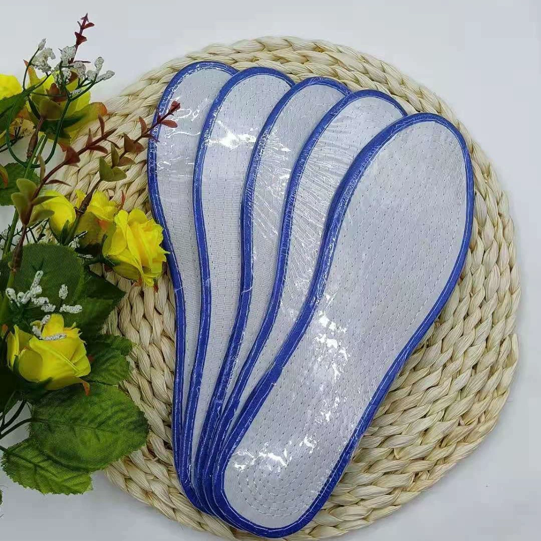 Тканевая стелька Белая хлопчатобумажная синяя окантовка