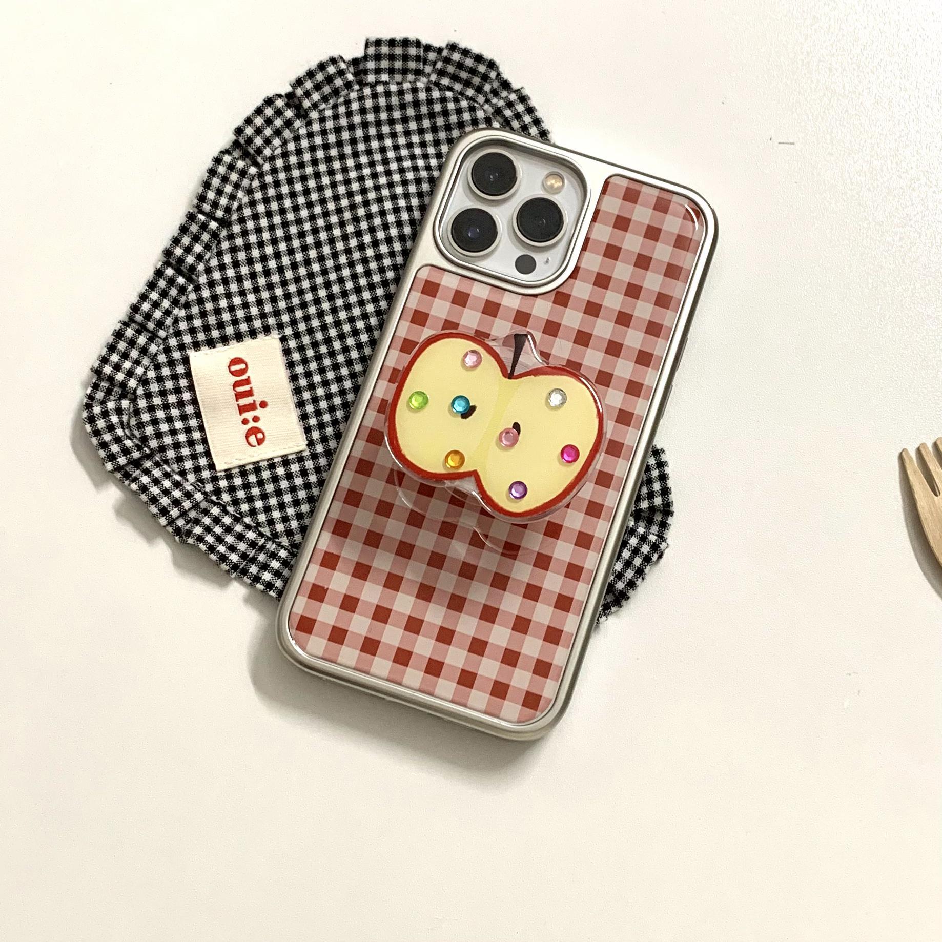 Diamante de color a cuadros rojo de alta calidad Apple para iPhone 15Pro funda para teléfono móvil 16ProMax epoxi 14/13