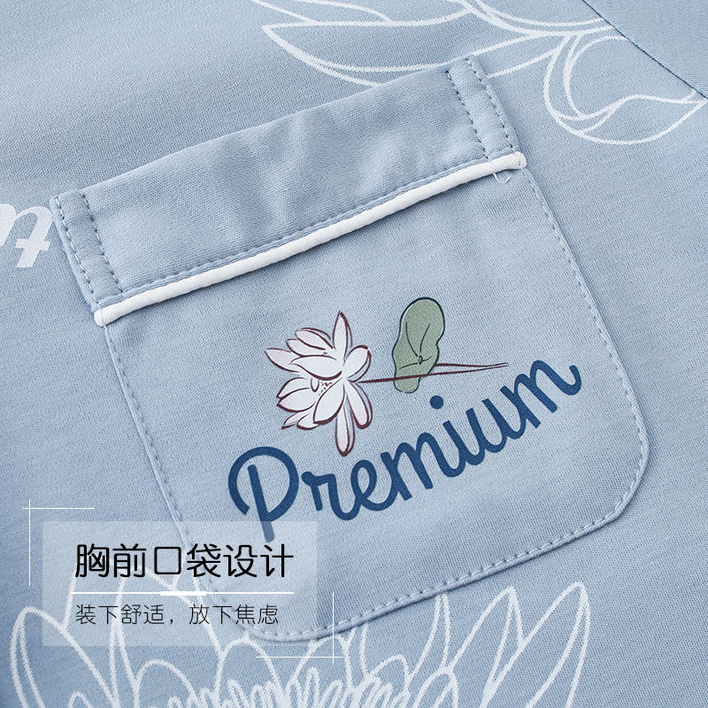 Pijamas de mujer primavera y otoño 100% algodón de manga larga ropa para el hogar Otoño e Invierno delgada madre de mediana edad