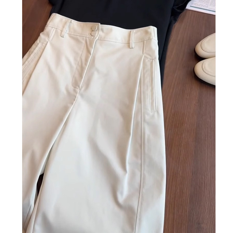 Advanced Texture Lyocell creamy-white Tencel Balloon Pants Summer Thin Breathable High Waist Slimming Cropped Casual Pants