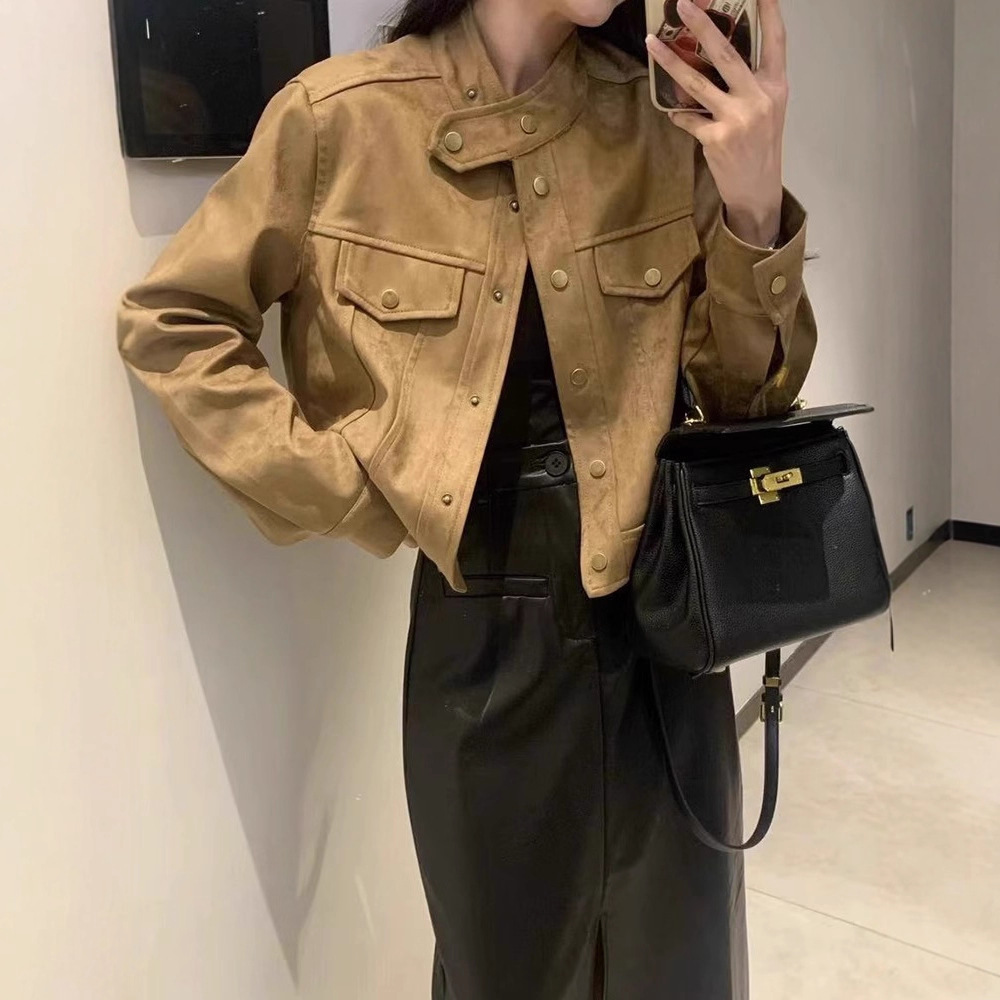 短款麂皮绒美拉德外套女秋装新款2025爆款欧货小个子洋气夹克上衣