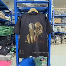 TravisScott x WWE联名款人物骷髅头图案字母印花短袖T恤
