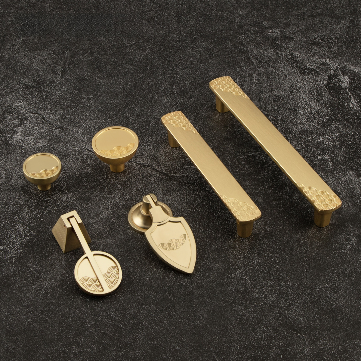 新中式祥雲單孔雙孔櫥櫃衣櫃門櫃鞋櫃復古門把手雲騰五金配件拉手