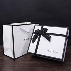 黑白蝴蝶結禮品盒大號禮盒空盒子天地蓋禮物盒香水圍巾包裝盒批發
