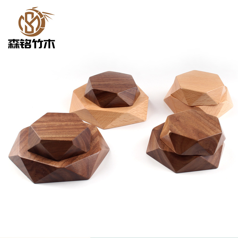 多角形ヤケヤキ胡桃木ベース木製モデル展示台造景ベース実木人形手作り木ベース|undefined