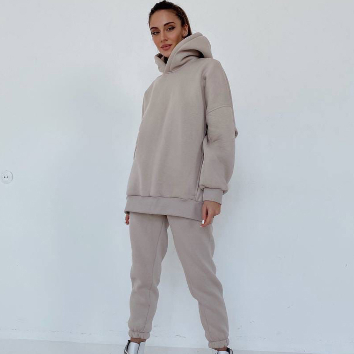 Women's Sweatshirt Suit Fleece-lined Two-piece Set For Women_voghion.com