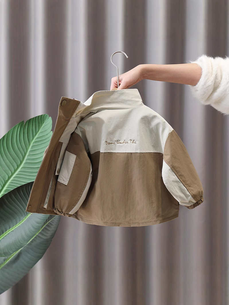 Chaqueta de Primavera para Niños 7648, Nuevo Estilo 2026, Chaqueta Ligera de Primavera, Cortavientos con Bloques de Color para Niños, Primavera y Otoño