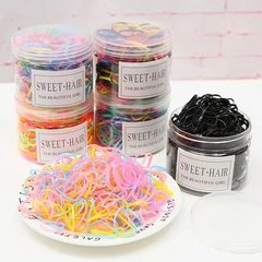 One-time use rubber band canisters for children's colorful hair bands, thickened and widened, black adult hair ties, small rubber bands for women's hair tying