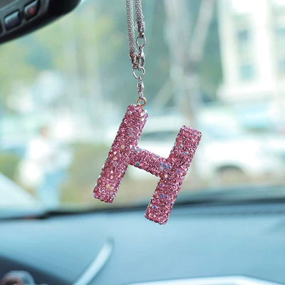 Car hanging, clay car interior accessories - h-letter-car-pendant-pink