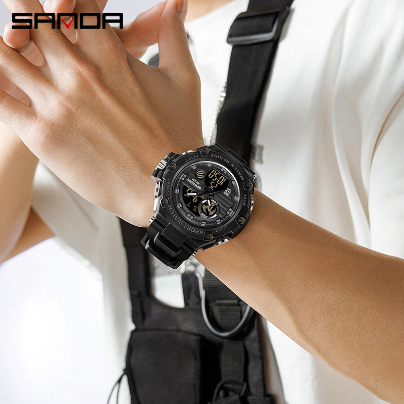 SANDA 3196 Comercio exterior multi-funcional de los hombres en vivo de comercio electrónico popular multi-funcional impermeable reloj deportivo