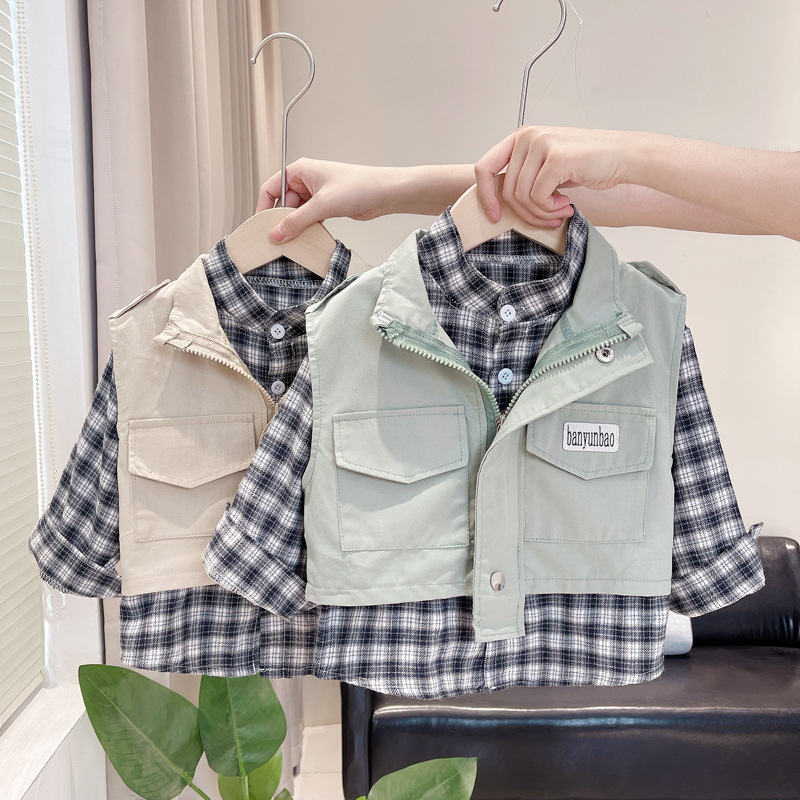 Conjunto elegante de 2 piezas con chaleco para bebé niño 1 año otoño_voghion.com