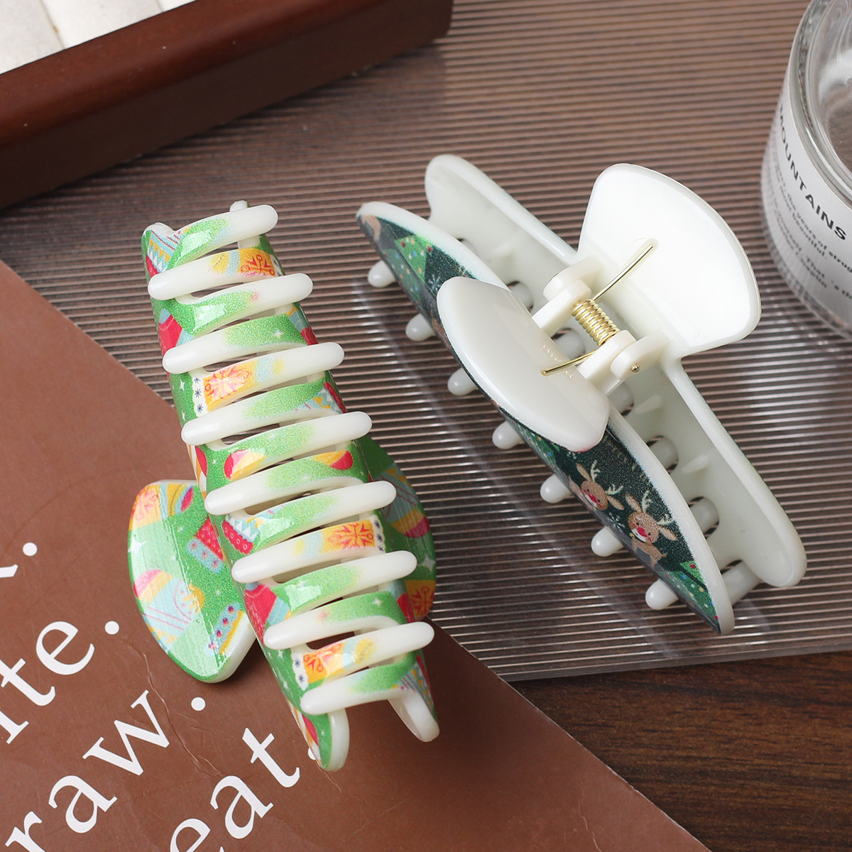 Dulce clip de plástico de Navidad grande 10.5cm clip de cabello para mujeres de alta calidad decoración de tarjeta de cabello detrás del cerebro clip de pescado