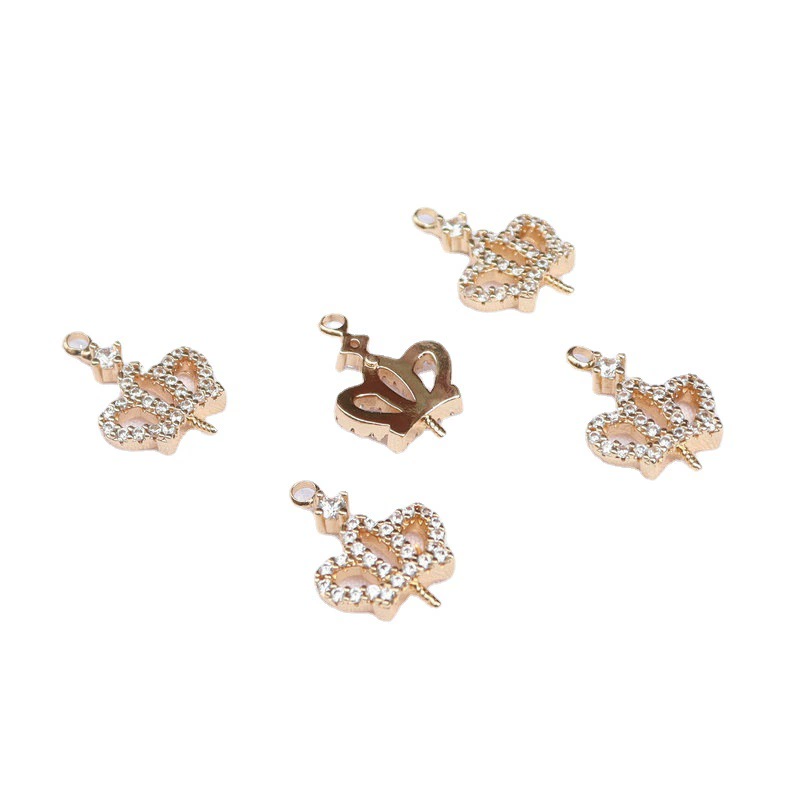 Copper zirconium, pendant from pearl, earrings, necklace, accessories, micro incrustation