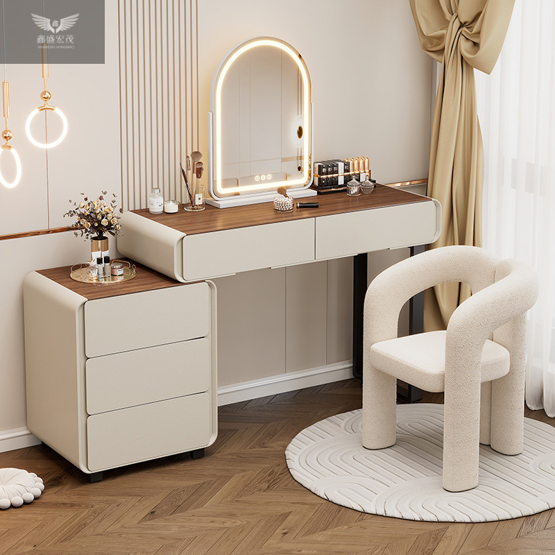 Nuevo modelo de madera maciza lujoso moderno dormitorio principal mesa de tocador de alta sensación armario de maquillaje en una mesa de maquillaje de dormitorio