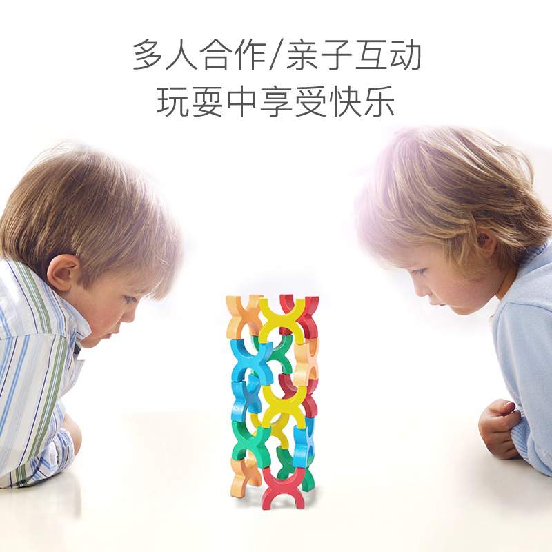 Juguetes de madera para niños de educación temprana Puzzle juego de equilibrio de pila de bloques altos interactivos personales Juguetes de puzzle divertidos