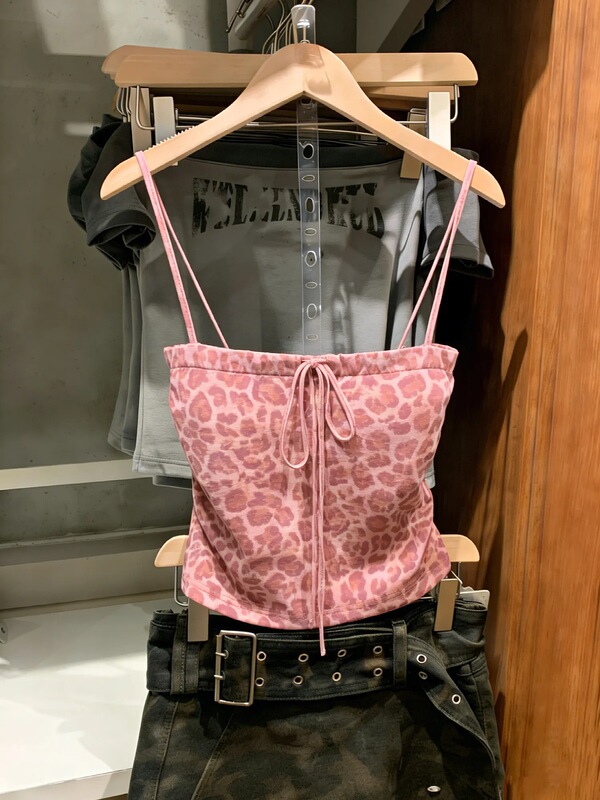 Leopard Print 2026 Top with Unique Straps, Sexy Camisole for Women, Summer Inner Wear, New Pure Desire Style, Trendy Outerwear