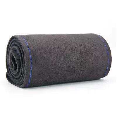 Steering wheel cover Winter Suede Leather Steering Wheel - carbon-black-blue-line-38cm