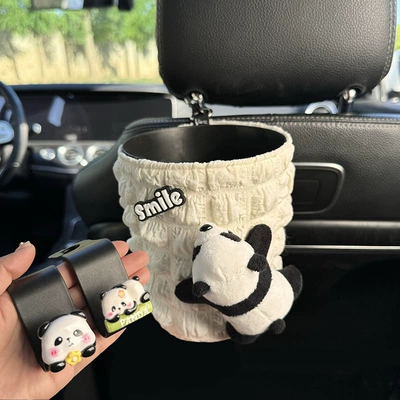 High-End Sun Visor Hanging Car Car tissue box/set - papa-panda-2-piece-set-puff-trash-can-chair-back-hook