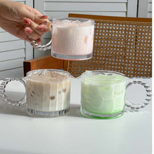 珠點圓圈大耳朵玻璃杯小眾設計感馬克杯高顏值家用水杯牛奶咖啡杯